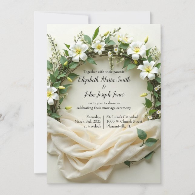 Lily Bridal Wreath Invitation (Front)