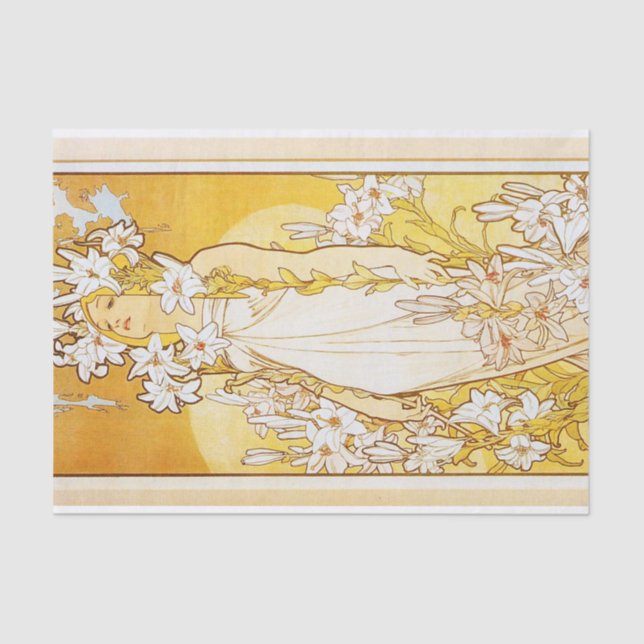 Lily by Alphonse Mucha Tissue Paper (Front)