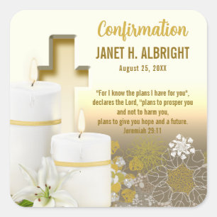 Lily Candle Cross Square Sticker