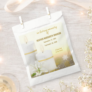 Lily Candle Funeral Memorial Favour Bags