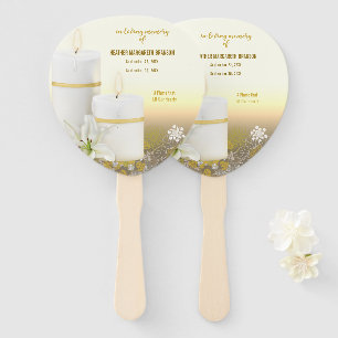 Lily Candle Funeral Memorial Hand Fan