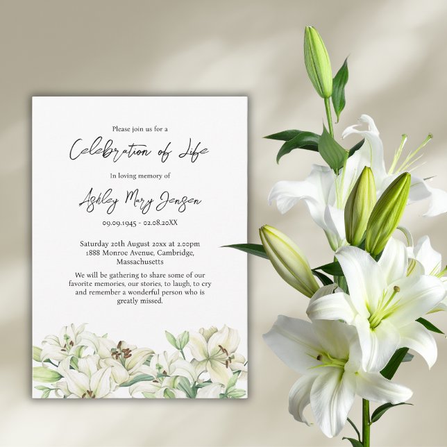 Lily Celebration of Life Funeral Invitation (Creator Uploaded)