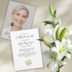 Lily Celebration of Life Photo Funeral Invitation