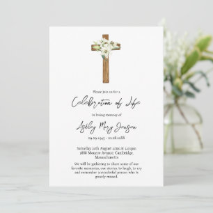 Lily Cross Celebration of Life Funeral Invitation