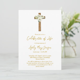 Lily Cross Celebration of Life Funeral Invitation