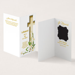 Lily Cross Photo Funeral Memorial Business Card