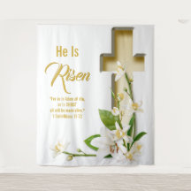 Lily Cross Scripture Easter Church Backdrop