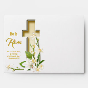 Lily Cross Scripture Easter He Is Risen Envelope