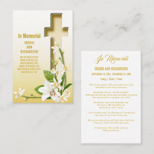 Lily Cross Scripture Funeral Memorial Business Card