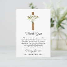 Lily Cross Sympathy Thank You Card