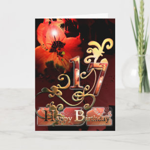 Lily Dream flower Happy 17th Birthday ornate Card