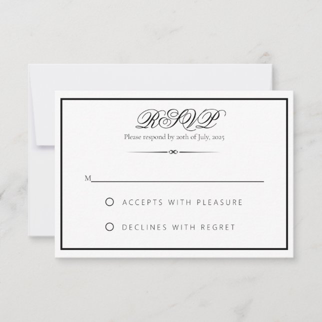 Lily - Elegant Monochrome RSVP Response Card (Front)
