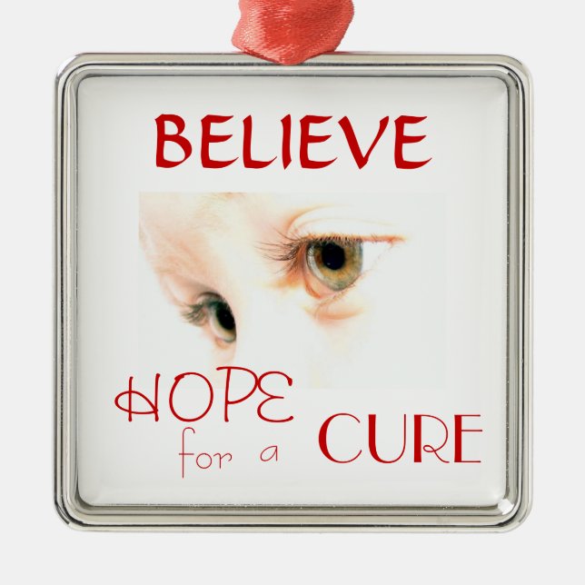 lily eyes, BELIEVE, HOPE, CURE, for , a Metal Tree Decoration (Front)