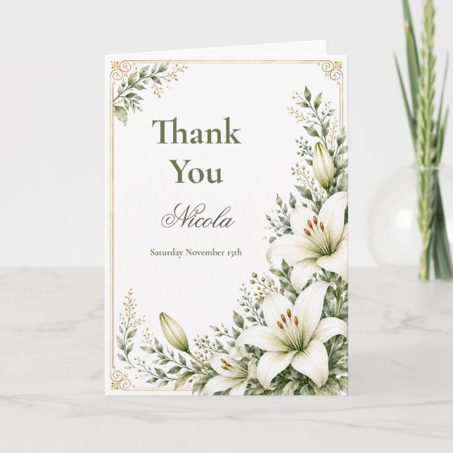 Lily First Communion Thank You Card (Front)