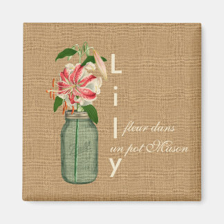 Lily fleur dans un pot Mason Magnet
