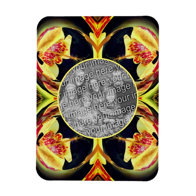 Lily Floral Abstract Frame Create Your Own Photo Magnet (Vertical)