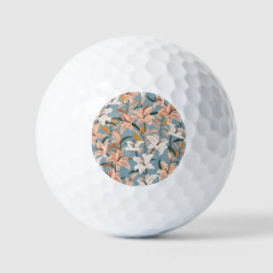 Lily Floral Blue Vintage Print Golf Balls
