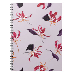 Lily floral hand drawn illustration pattern notebook