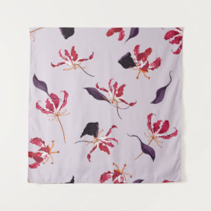 Lily floral hand drawn illustration pattern tapestry