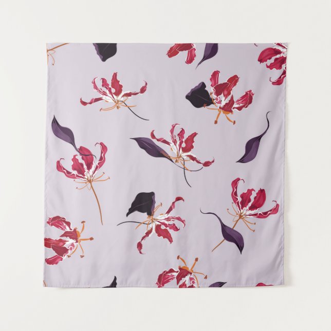 Lily floral hand drawn illustration pattern tapestry (Front)