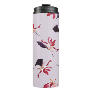 Lily floral hand drawn illustration pattern thermal tumbler