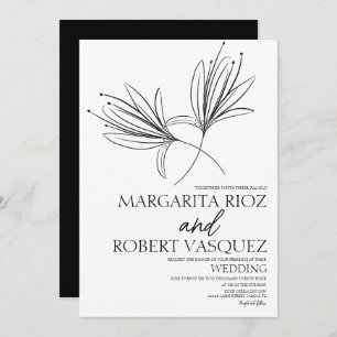 Lily Floral Hand Drawn  Script Wedding Invitation