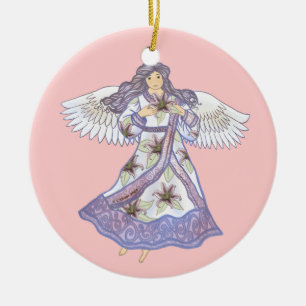lily flower angel ceramic tree decoration