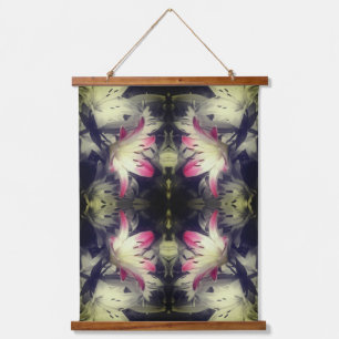 Lily Flower Black And White Partial Colour Abstrac Hanging Tapestry