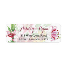 Lily Flower Bouquet Wedding Address Label