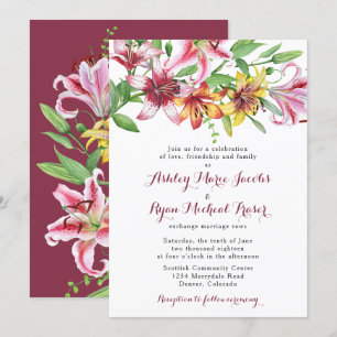 Lily Flower Bouquet Wedding Invitation