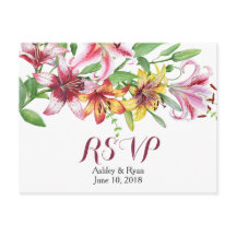 Lily Flower Bouquet Wedding RSVP