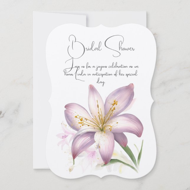 Lily flower bridal shower. Floral invitation. Invitation (Front)