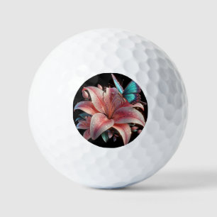 Lily Flower & Butterfly Golf Balls