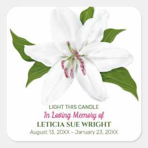 Lily Flower Funeral Memorial Square Sticker