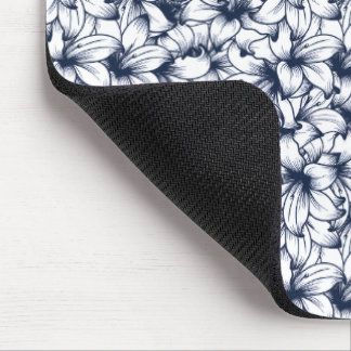 Lily Flower Ink Sketched Pattern Mouse Mat