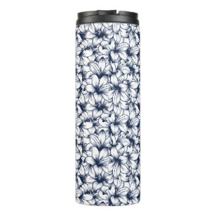 Lily Flower Ink Sketched Pattern Thermal Tumbler