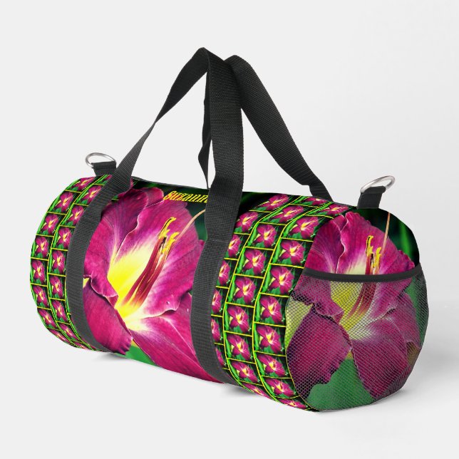 Lily Flower Personalised Duffle Bag (Right Corner)