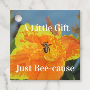 Lily Flower Photo Bee Pun Bright Orange Floral Favour Tags