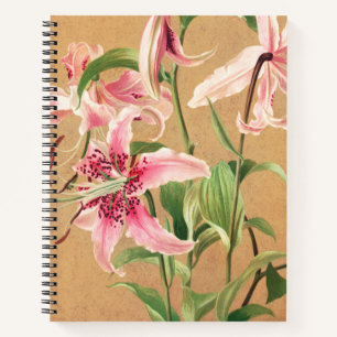 Lily Flower Print Bullet Journal Large Year Blank