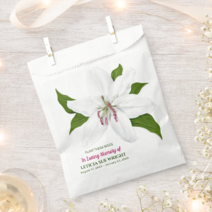 Lily Flower Seed Packet Funeral Memorial Favour Bags