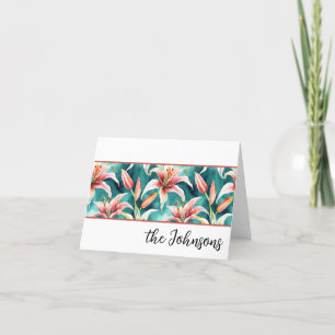 Lily Flower Watercolor Custom Stationery  Thank You Card