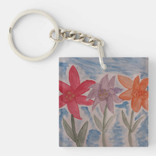 Lily Flowers Acrylic Key Ring