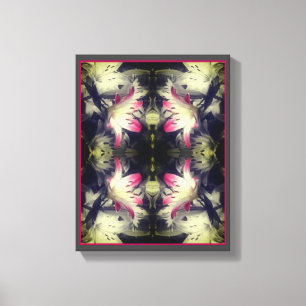 Lily Flowers Black And White Partial Abstract Canvas Print