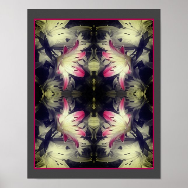 Lily Flowers Black And White Partial Abstract Poster (Front)