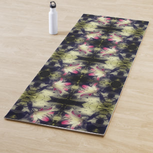 Lily Flowers Black And White Partial Abstract Yoga Mat