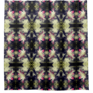 Lily Flowers Black And White Partial Pattern Shower Curtain