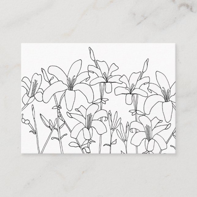Lily flowers colouring business cards (Front)
