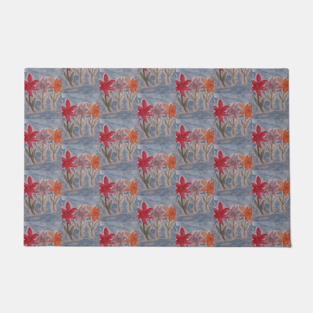 Lily Flowers Door Mat (Front)