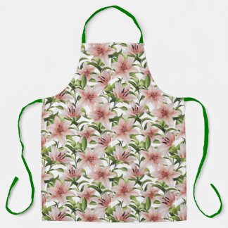 Lily flowers. Floral pattern Apron