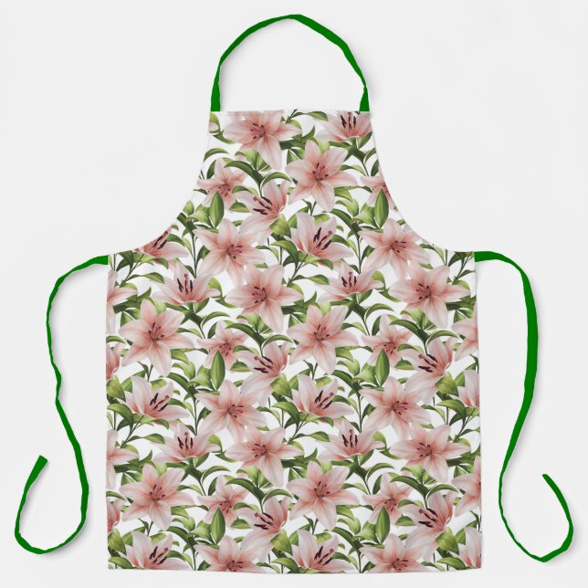 Lily flowers. Floral pattern Apron (Front)